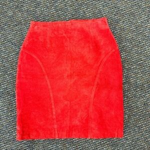 Red suede skirt from Korea
